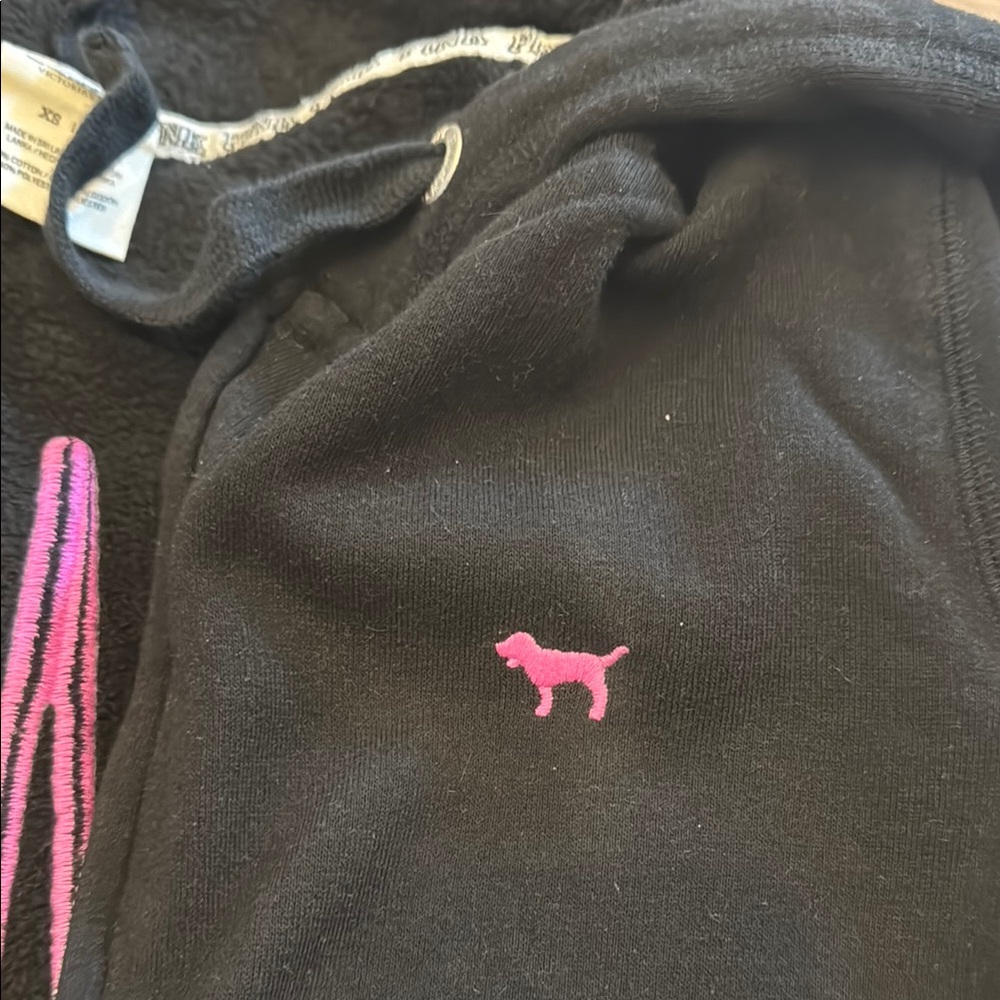 PINK Victoria's Secret Black Hoodie with Pink Logo - Picture 2 of 4
